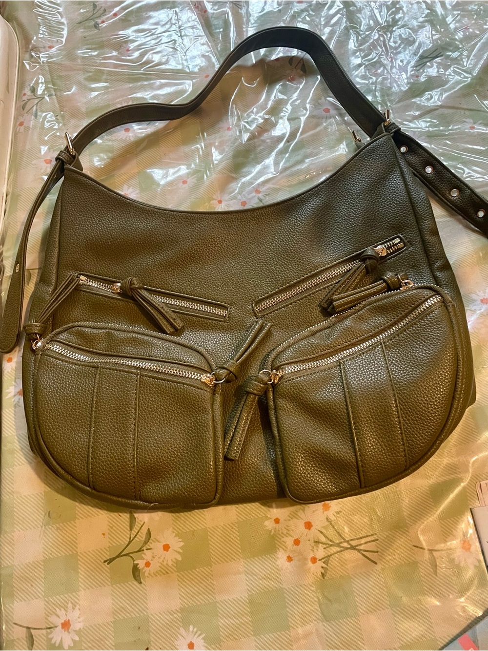 Urban Expressions Olive Green Multi-Pocket Shoulder Bag
